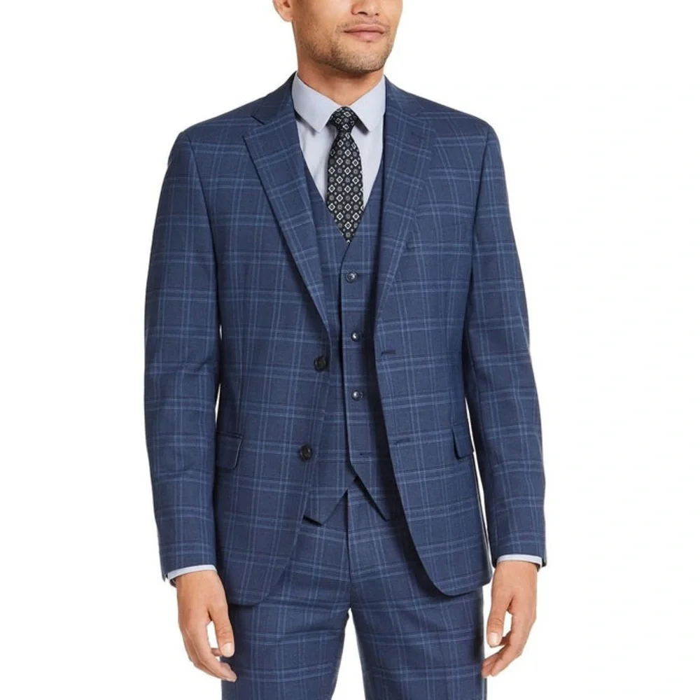 ALFANI - PLAID SLIM-FIT SPORTCOAT - NAVY BLUE - NWT - Picture 1 of 3